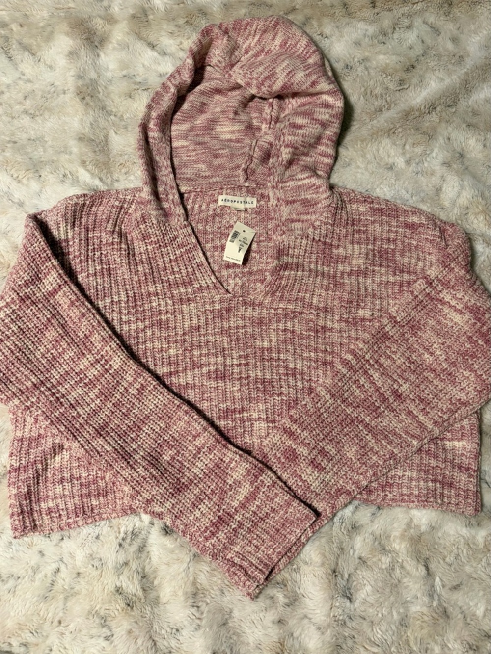 Aeropostale Pink Cropped V Neck Sweater NWT Size L